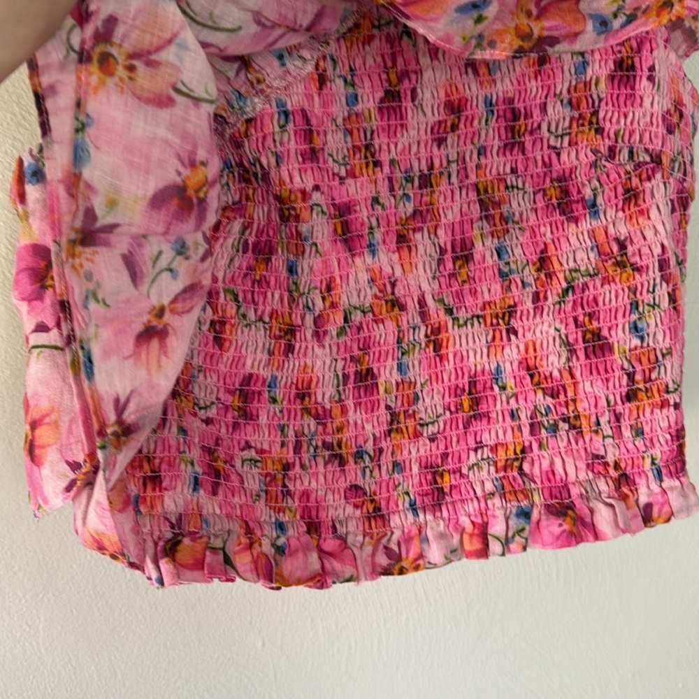 Endless Rose Floral Pink One-Shoulder Top small - Picture 4 of 5